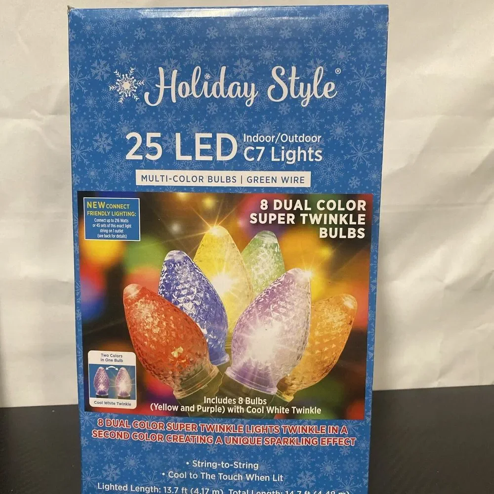 25 LED Christmas Light‎ Set C7 Indoor Outdoor Home Holiday Party String Lights